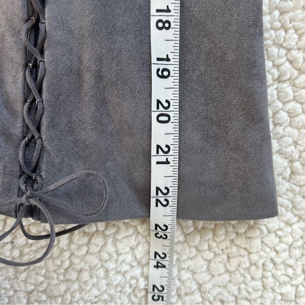 KUT from the Kloth Grey Faux Suede Peplum Lace-Up Jacket Blazer Size S - Picture 10 of 14